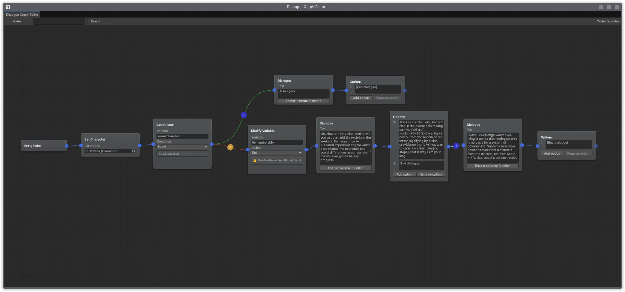 Dialogue graph editor